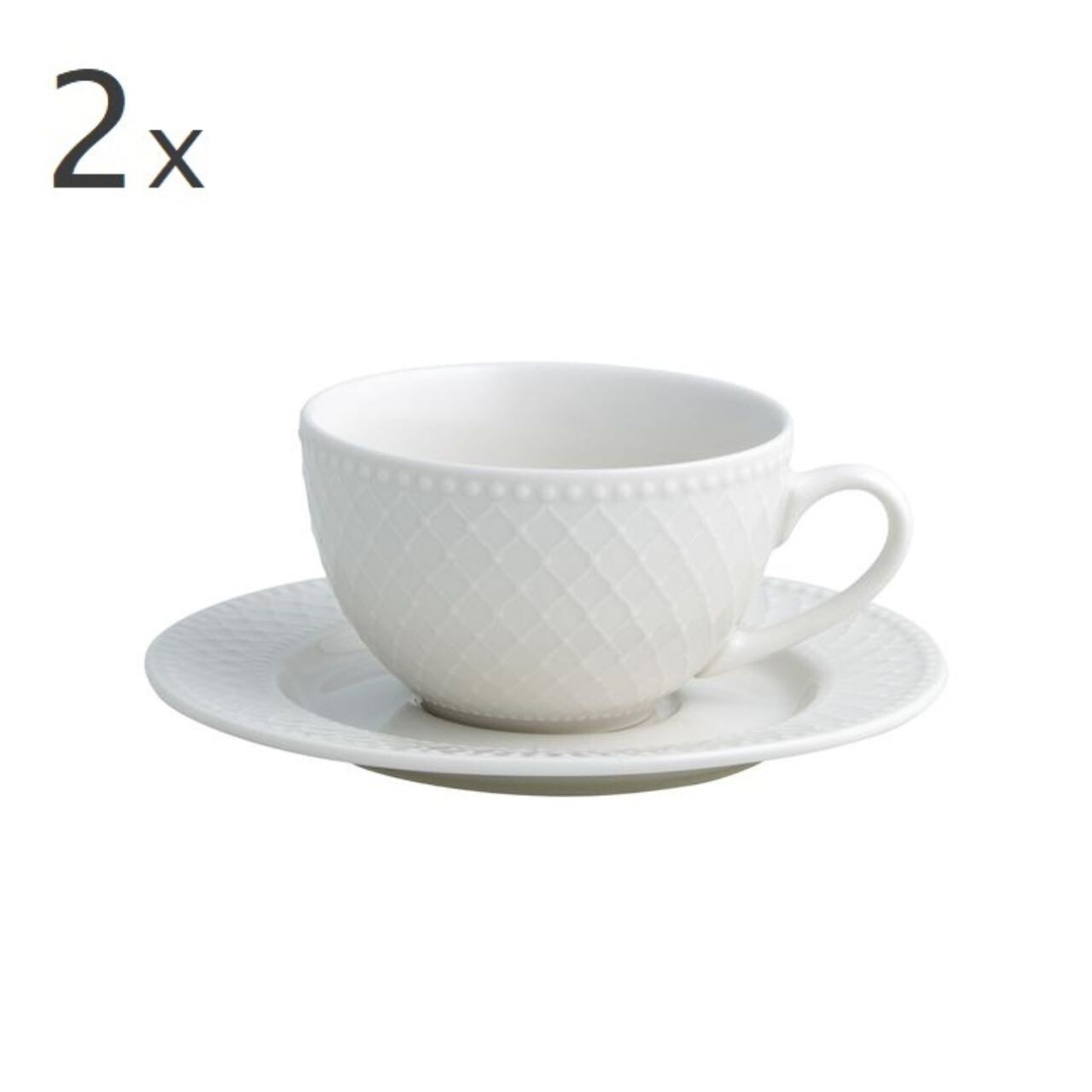 Set 2 cesti cu farfurie pentru ceai, Burlesque, Brandani, 16x6.5 cm, portelan - imagine 4